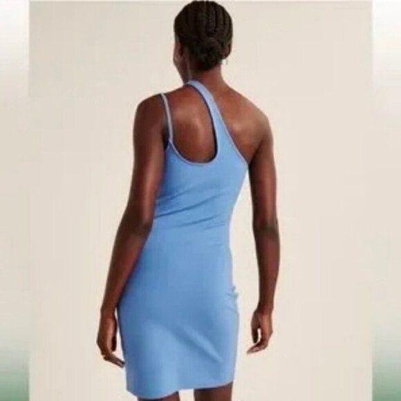 NWT Abercrombie One Shoulder Cutout Bodycon Mini Dress Blue Size Small Petite - Picture 4 of 9